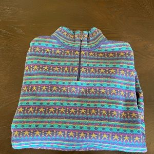 Vintage Ski Sweater, Demetre, Women’s L (fits like a modern medium), Purple Blue